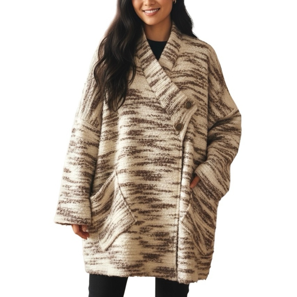 Lauren Vidal Paris Wool Blend Coat  Size M Women’s Oversized Jacket Boho Western